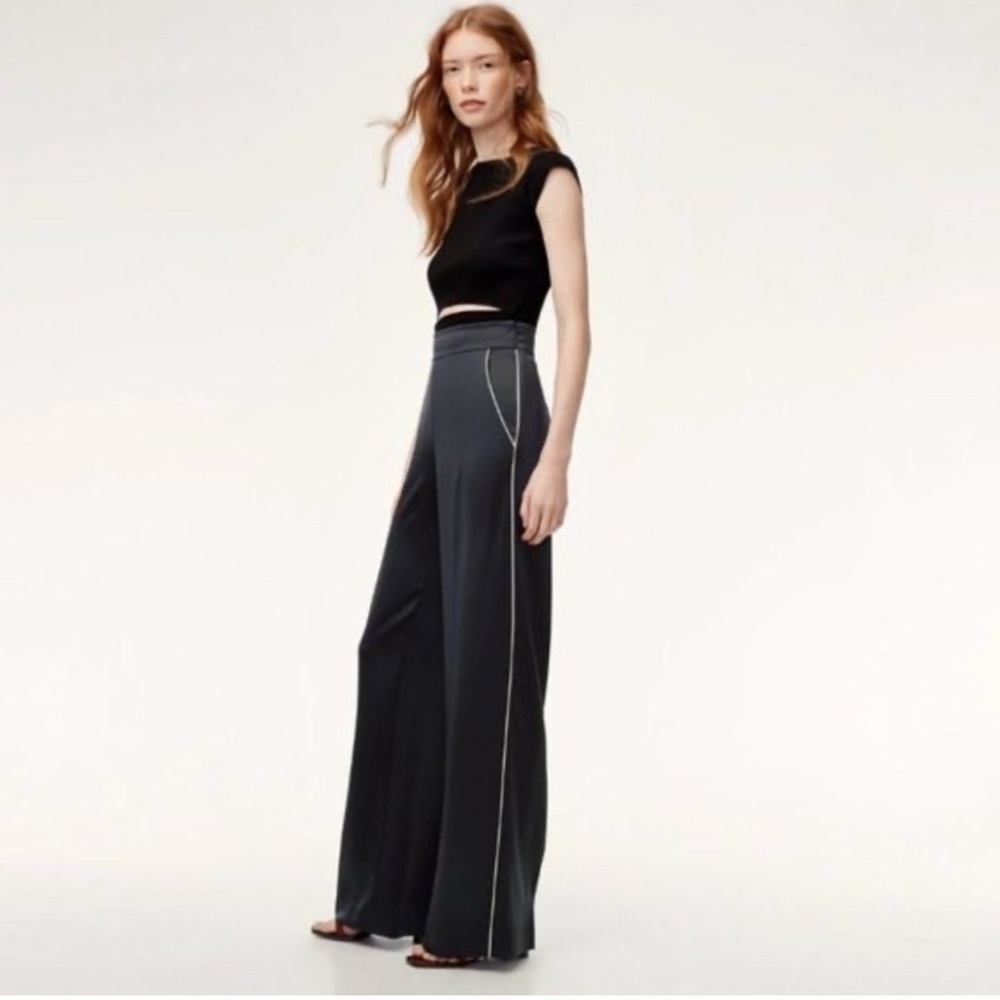 Aritzia Wilfred Clarisse Shiny Satin Wide Leg Trouser Pants